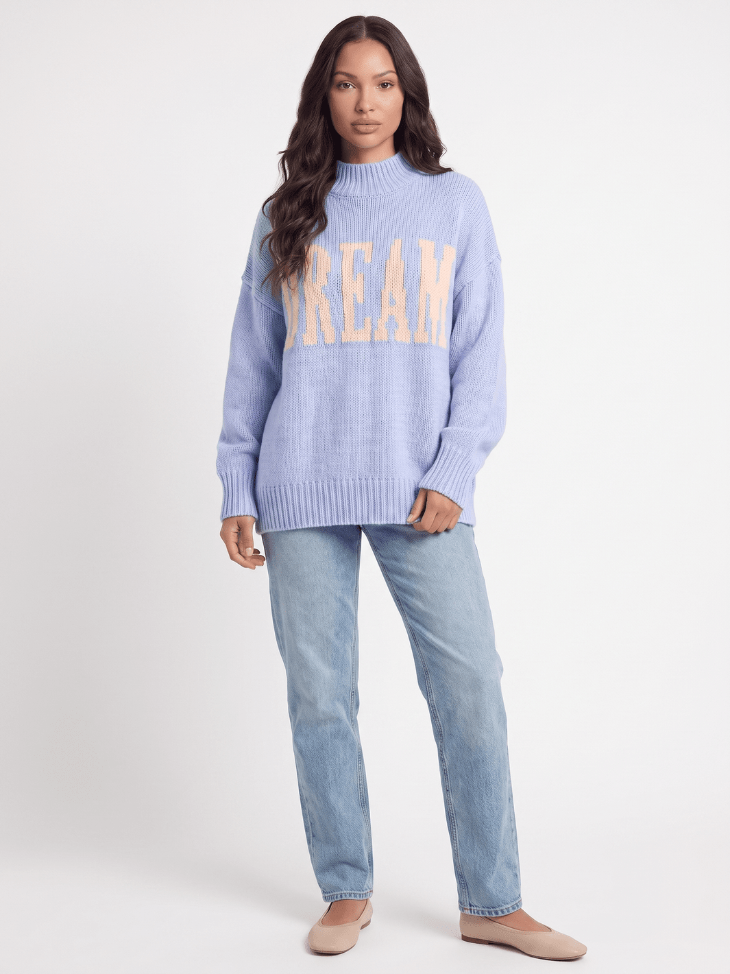 WOMEN'S LONG SLEEVE TURTLE NECK DREAM PULLOVER KNIT SWEATER