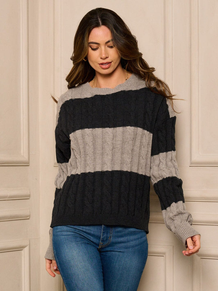 WOMEN'S LONG SLEEVE COLORBLOCK PULLOVER SWEATER