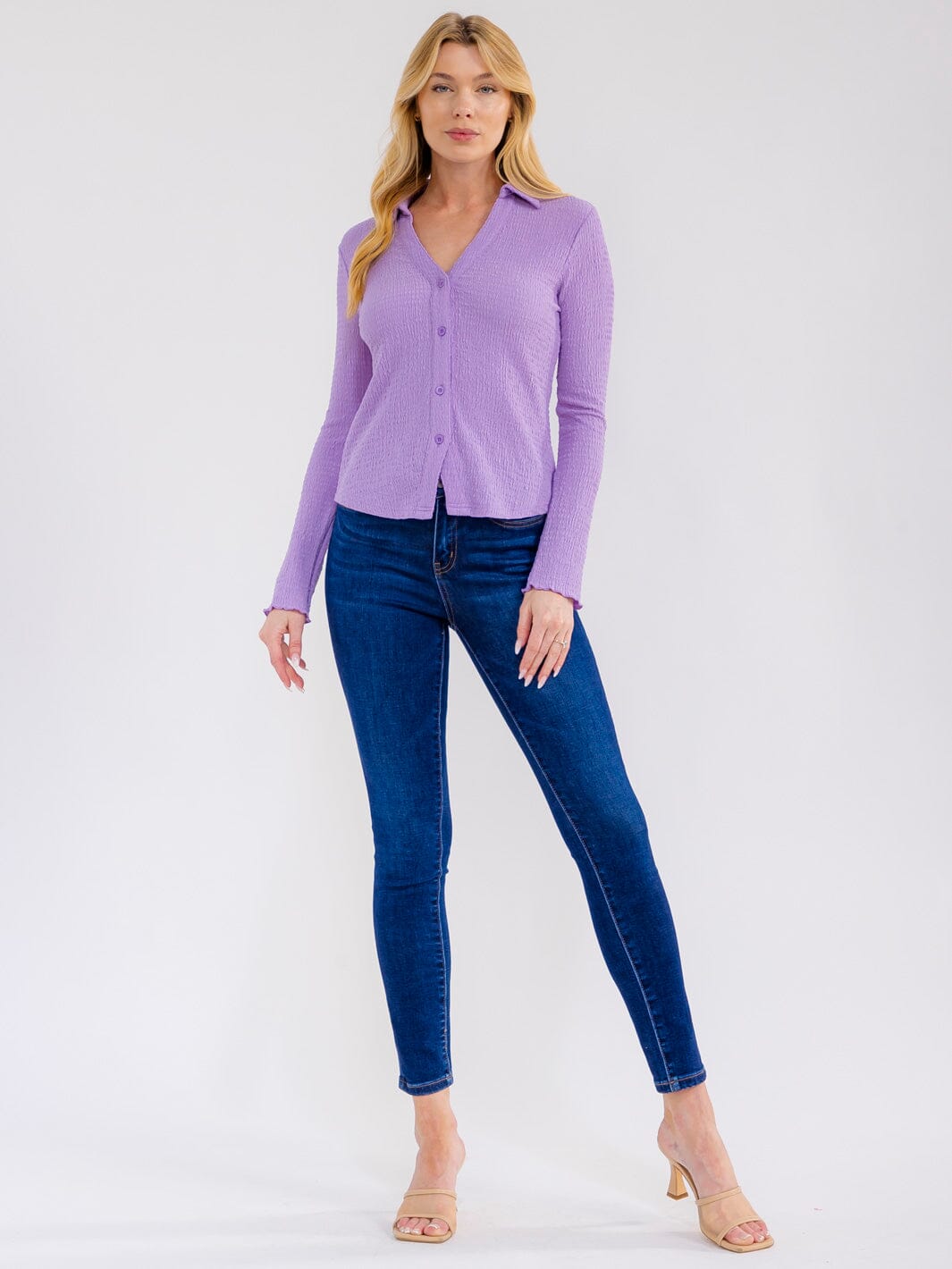 WOMEN'S LONG SLEEVE BUTTON UP BLOUSE