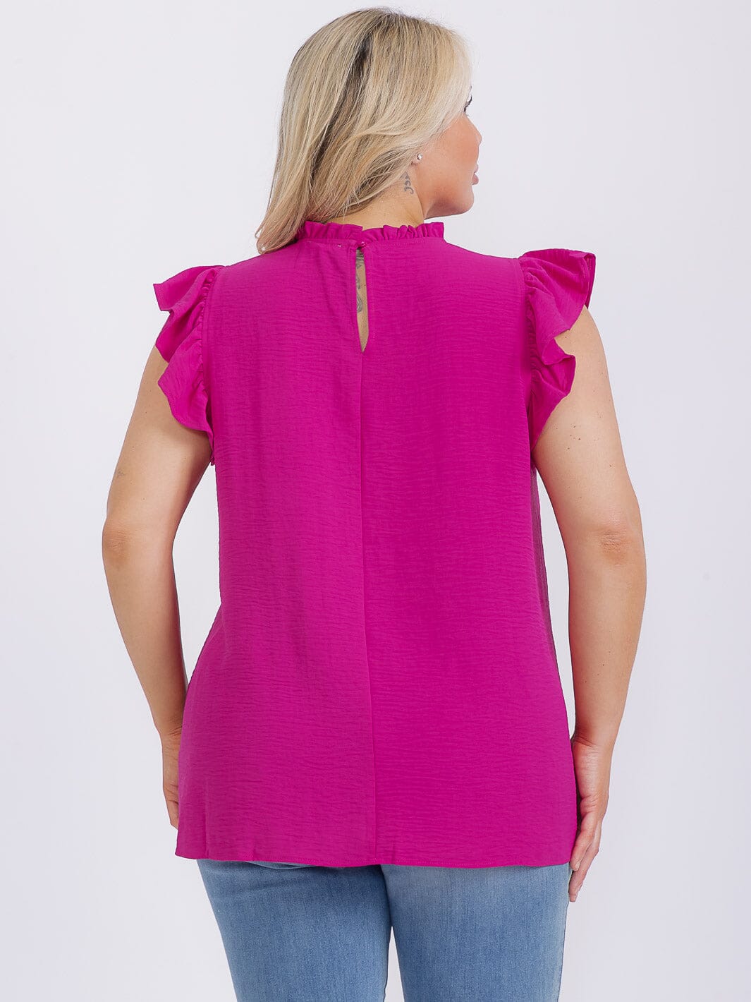PLUS SIZE RUFFLE SLEEVE SOLID BLOUSE