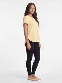 WOMEN'S SHORT SLIT SLEEVE HIGH-LOW SOLID BLOUSE