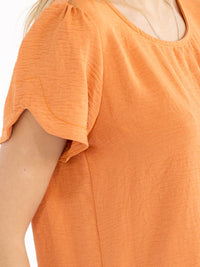 WOMEN'S SHORT SLIT SLEEVE HIGH-LOW SOLID BLOUSE