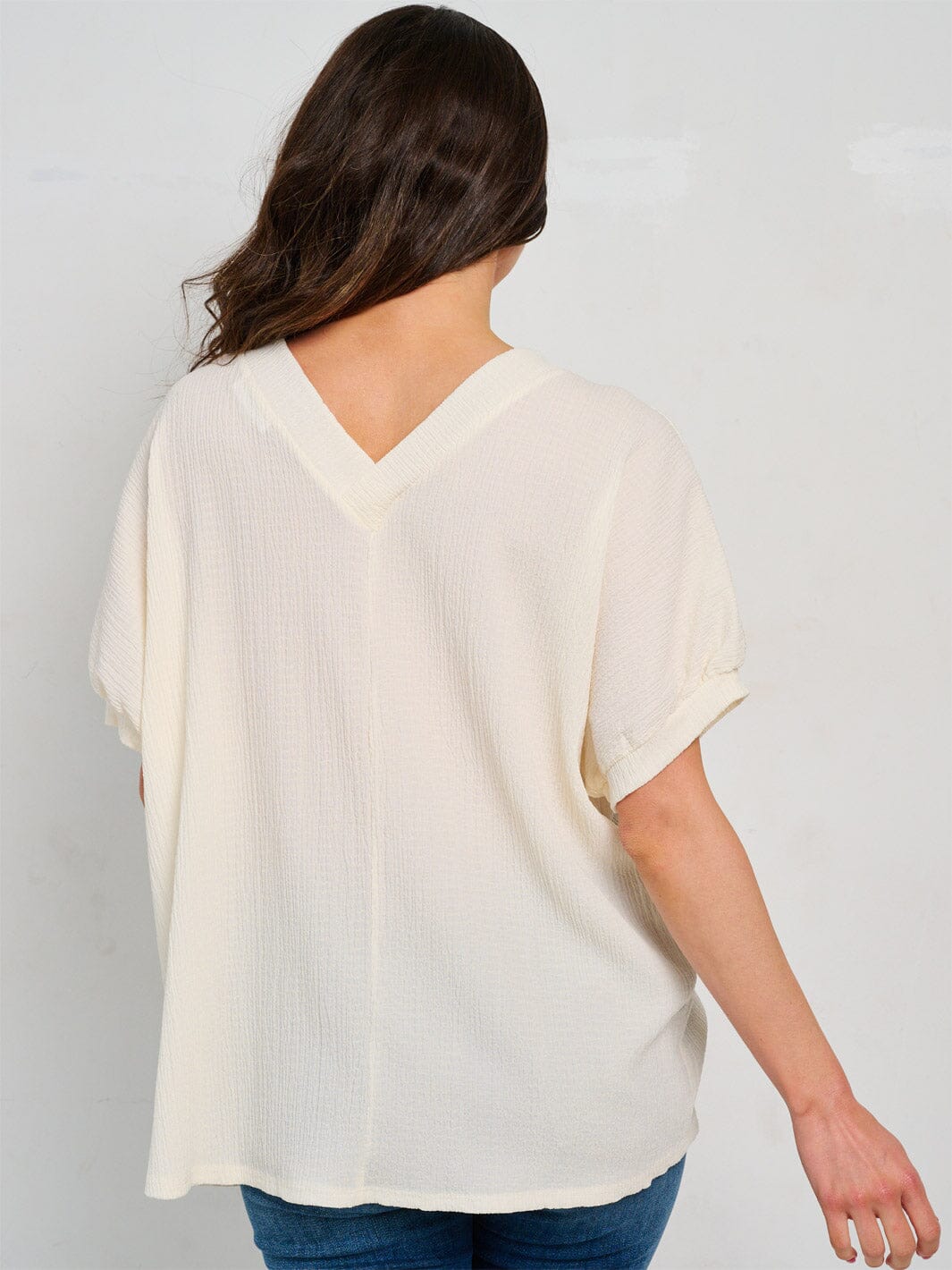 WOMEN'S SHORT SLEEVE V-NECK TUNIC BLOUSE