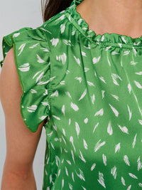 WOMEN'S RUFFLE SLEEVE TUNIC MULTI PRINT BLOUSE