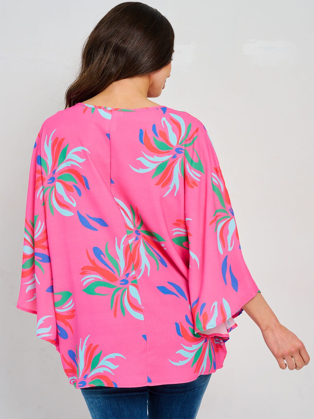 WOMEN'S 3/4 SLEEVE V-NECK TUNIC PRINTED BLOUSE