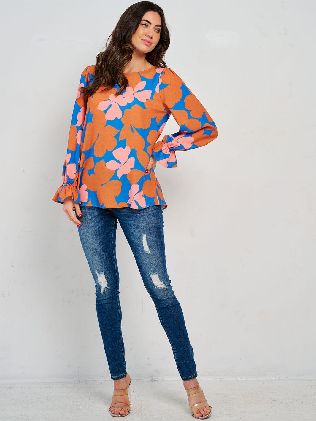 WOMEN'S LONG SLEEVE FLORAL BLOUSE