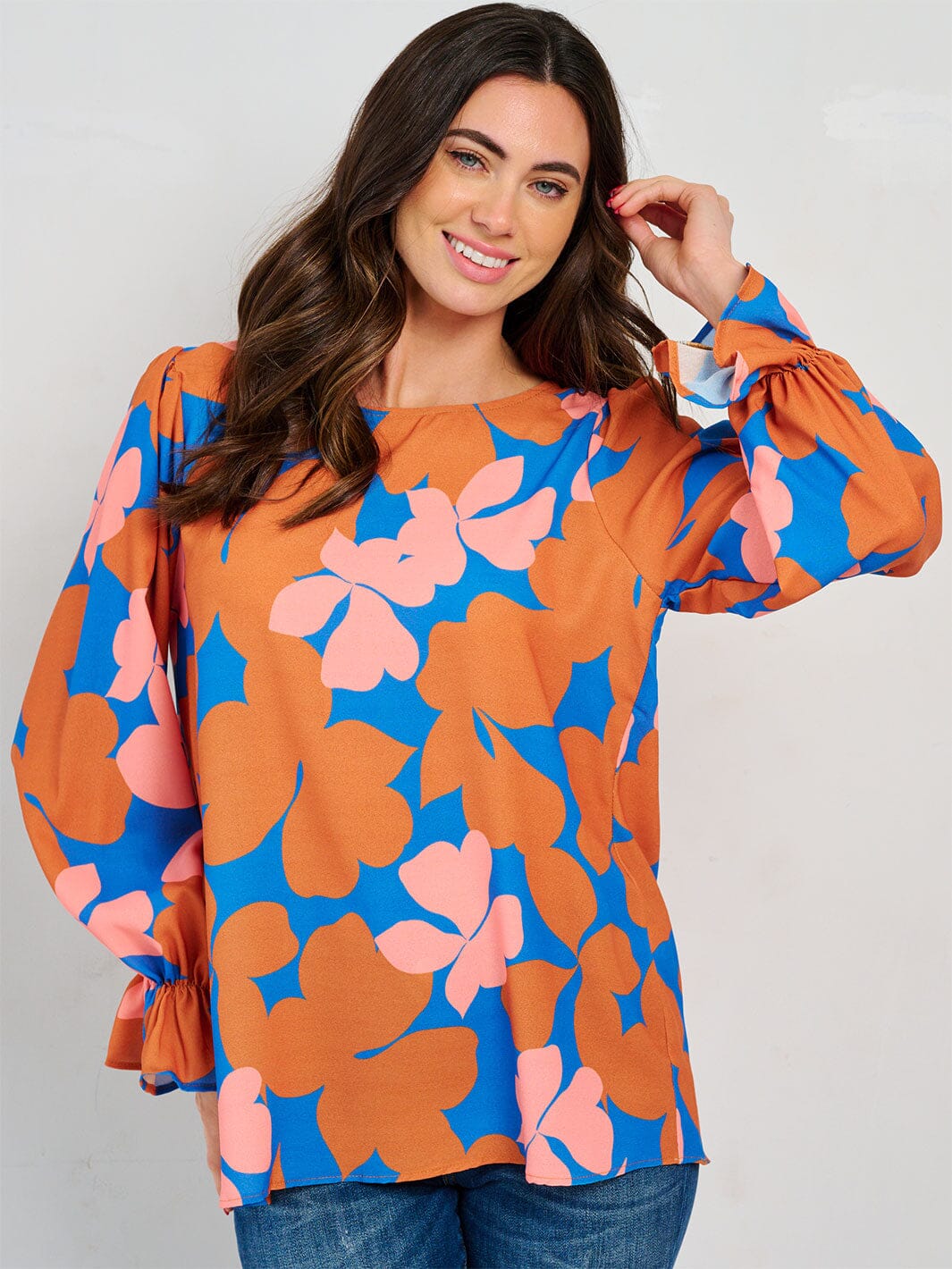 WOMEN'S LONG SLEEVE FLORAL BLOUSE