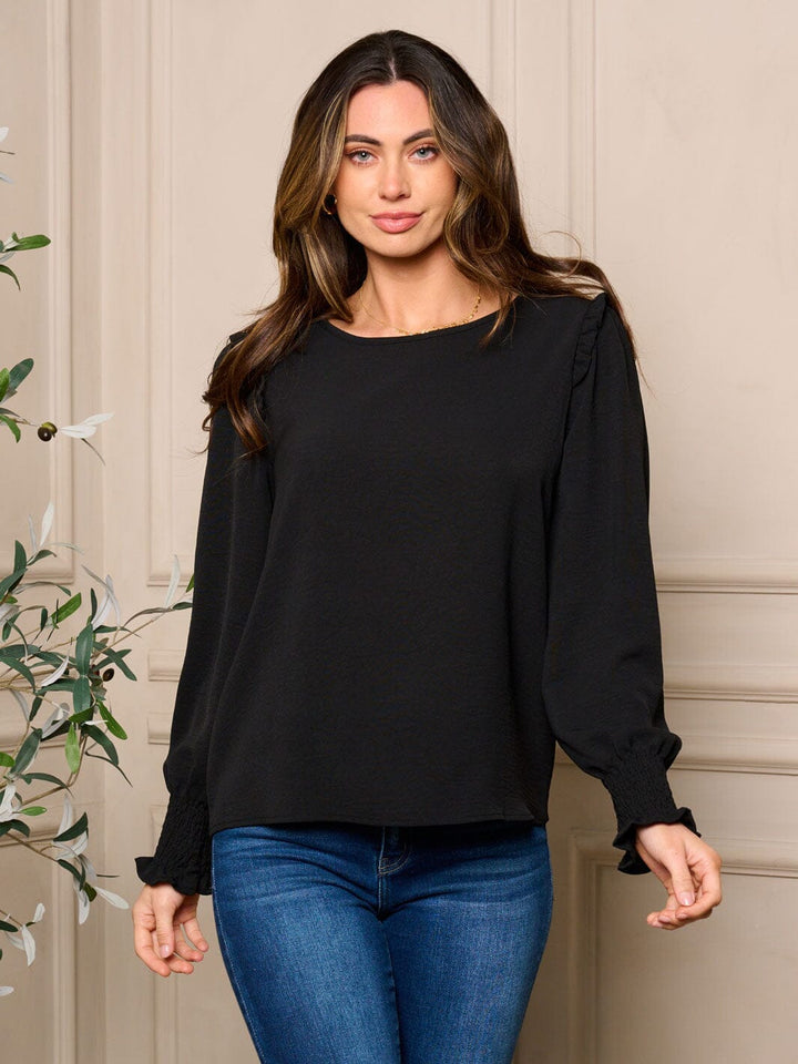 WOMENS LONG RUFFLE SLEEVE BLOUSE TOP