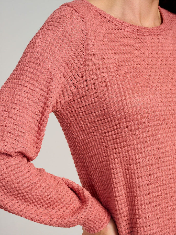 WOMEN'S LONG SLEEVE WAFFLE BLOUSE