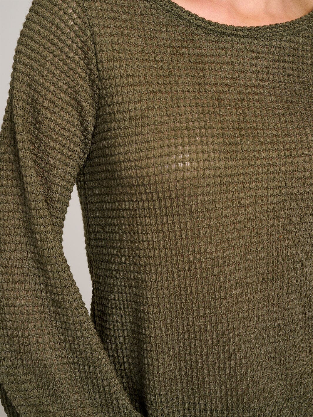 WOMEN'S LONG SLEEVE WAFFLE BLOUSE