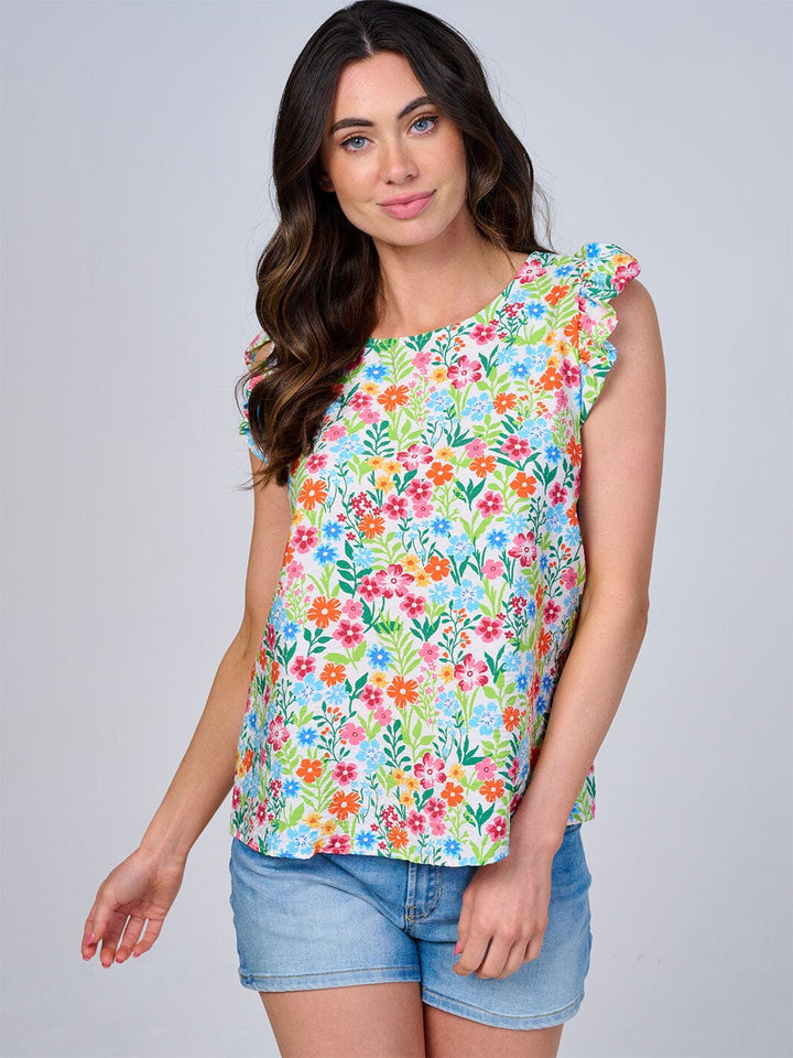 WOMEN'S RUFFLE SLEEVES FLORAL BLOUSE