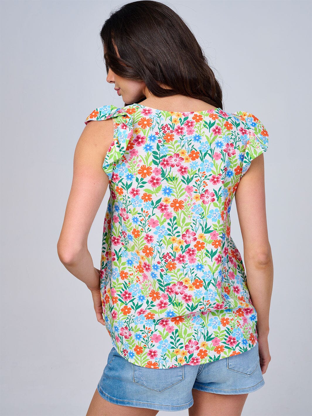 WOMEN'S RUFFLE SLEEVES FLORAL BLOUSE