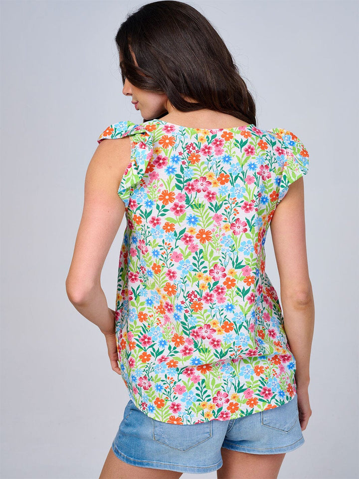 WOMEN'S RUFFLE SLEEVES FLORAL BLOUSE