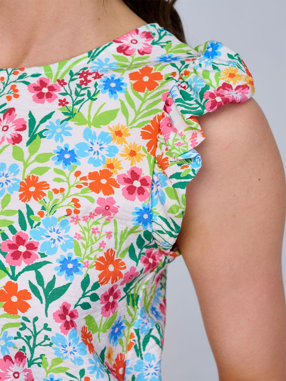 WOMEN'S RUFFLE SLEEVES FLORAL BLOUSE