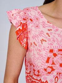 WOMEN'S RUFFLE SLEEVES LOOSE FIT FLORAL BLOUSE