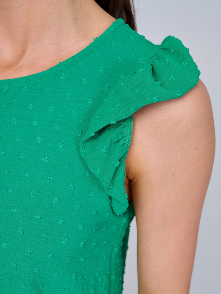 WOMEN'S RUFFLE SLEEVES SWISS DOTS BLOUSE