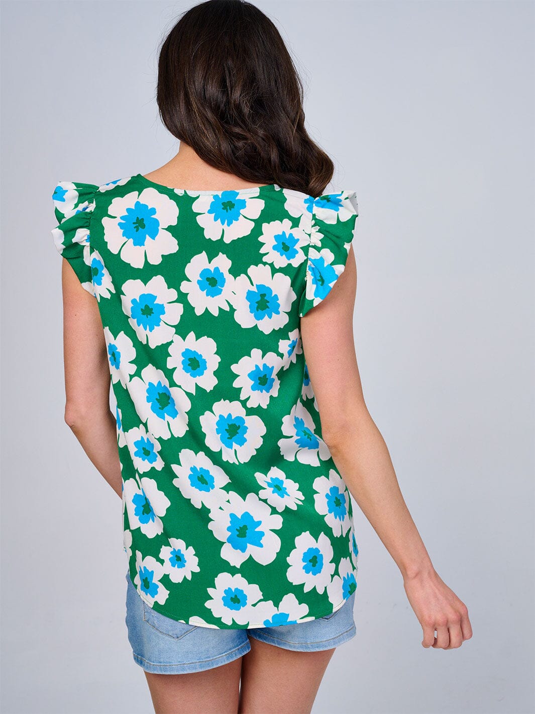 WOMEN'S RUFFLE SLEEVES FLORAL BLOUSE