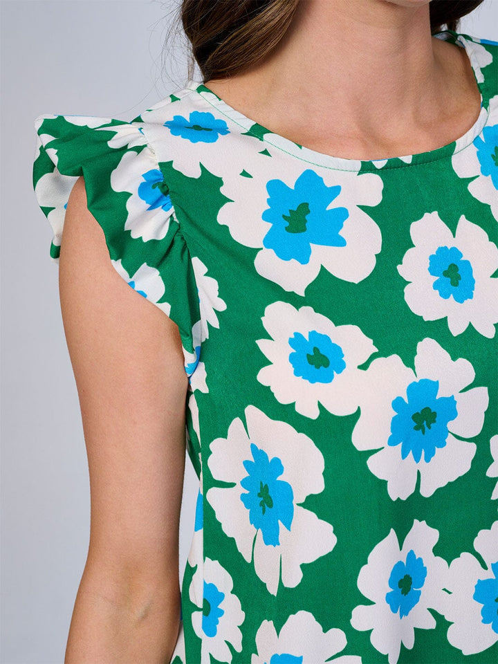 WOMEN'S RUFFLE SLEEVES FLORAL BLOUSE