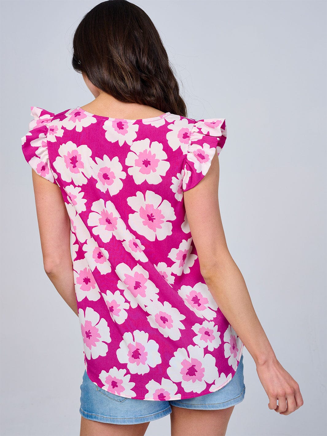 WOMEN'S RUFFLE SLEEVES FLORAL BLOUSE