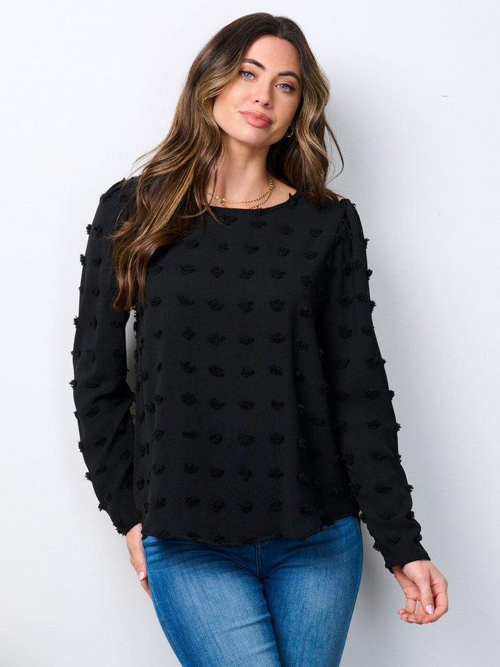 WOMEN'S LONG SLEEVE SWISS DOTS BLOUSE TOP