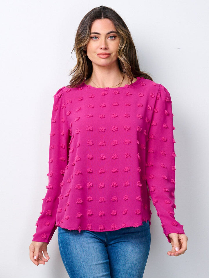 WOMEN'S LONG SLEEVE SWISS DOTS BLOUSE TOP