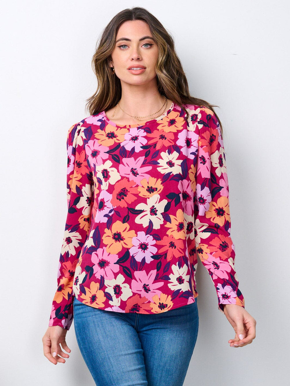 WOMEN'S LONG SLEEVE FLORAL BLOUSE TOP