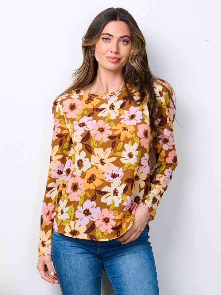WOMEN'S LONG SLEEVE FLORAL BLOUSE TOP
