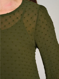 WOMEN'S LONG SLEEVE SWISS DETAILED BLOUSE