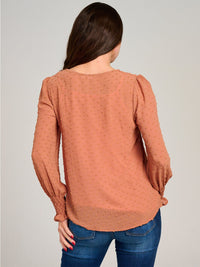 WOMEN'S LONG SLEEVE SWISS DETAILED BLOUSE