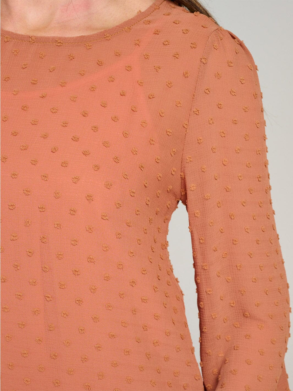 WOMEN'S LONG SLEEVE SWISS DETAILED BLOUSE