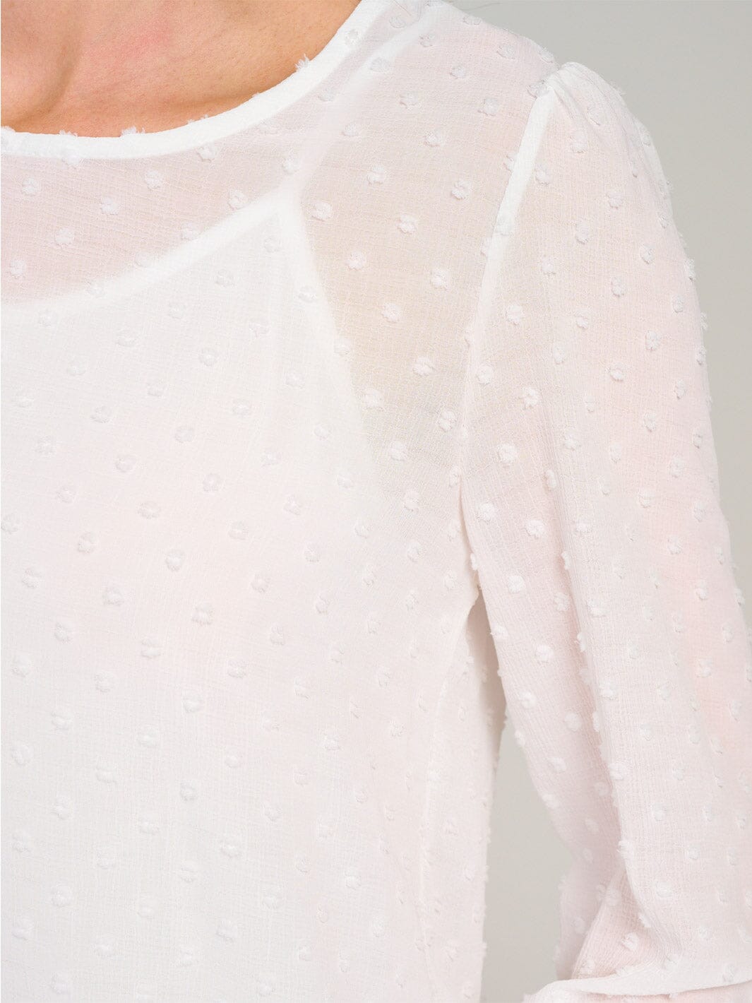 WOMEN'S LONG SLEEVE SWISS DETAILED BLOUSE