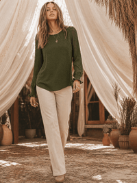 WOMEN'S LONG SLEEVE SWISS DETAILED BLOUSE