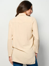 WOMEN'S LONG SLEEVE BUTTON UP FRONT POCKET BLOUSE TOP