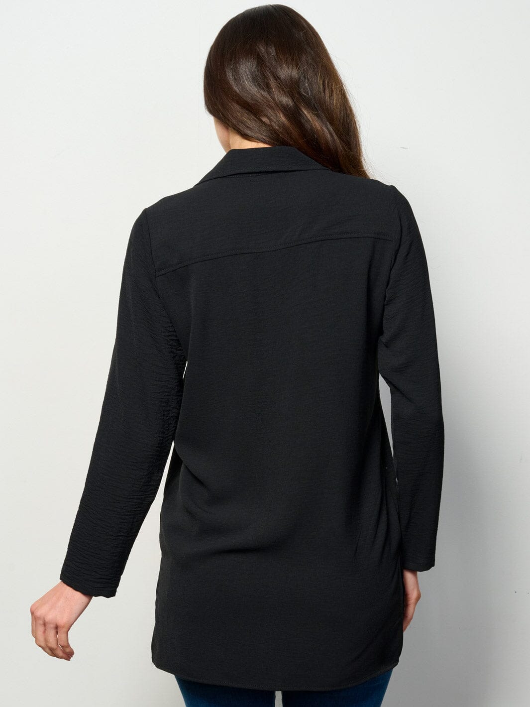 WOMEN'S LONG SLEEVE BUTTON UP FRONT POCKET BLOUSE TOP
