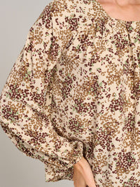 WOMEN'S LONG SLEEVE ROUND NECK FLORAL BLOUSE
