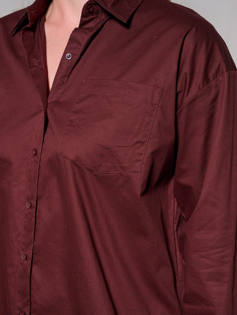 PLUS SIZE LONG SLEEVE BUTTON UP OVERSIZE BLOUSE TOP