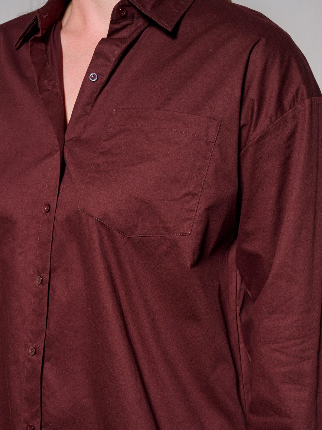 PLUS SIZE LONG SLEEVE BUTTON UP OVERSIZE BLOUSE TOP