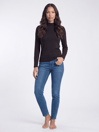 WOMEN'S LONG SLEEVE MOCK NECK RIBBED TOP