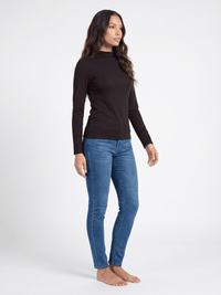 WOMEN'S LONG SLEEVE MOCK NECK RIBBED TOP