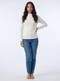 WOMEN'S LONG SLEEVE MOCK NECK RIBBED TOP