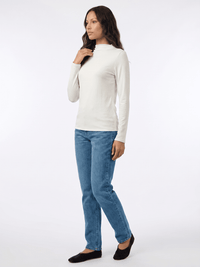 WOMEN'S LONG SLEEVE MOCK NECK RIBBED TOP