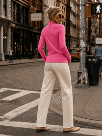 WOMEN'S LONG SLEEVE MOCK NECK RIBBED TOP