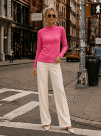 WOMEN'S LONG SLEEVE MOCK NECK RIBBED TOP