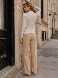 WOMEN'S LONG SLEEVE MOCK NECK RIBBED TOP