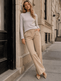 WOMEN'S LONG SLEEVE MOCK NECK RIBBED TOP
