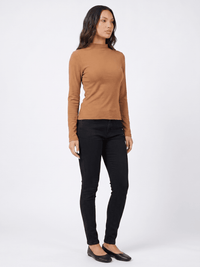 WOMEN'S LONG SLEEVE MOCK NECK RIBBED TOP