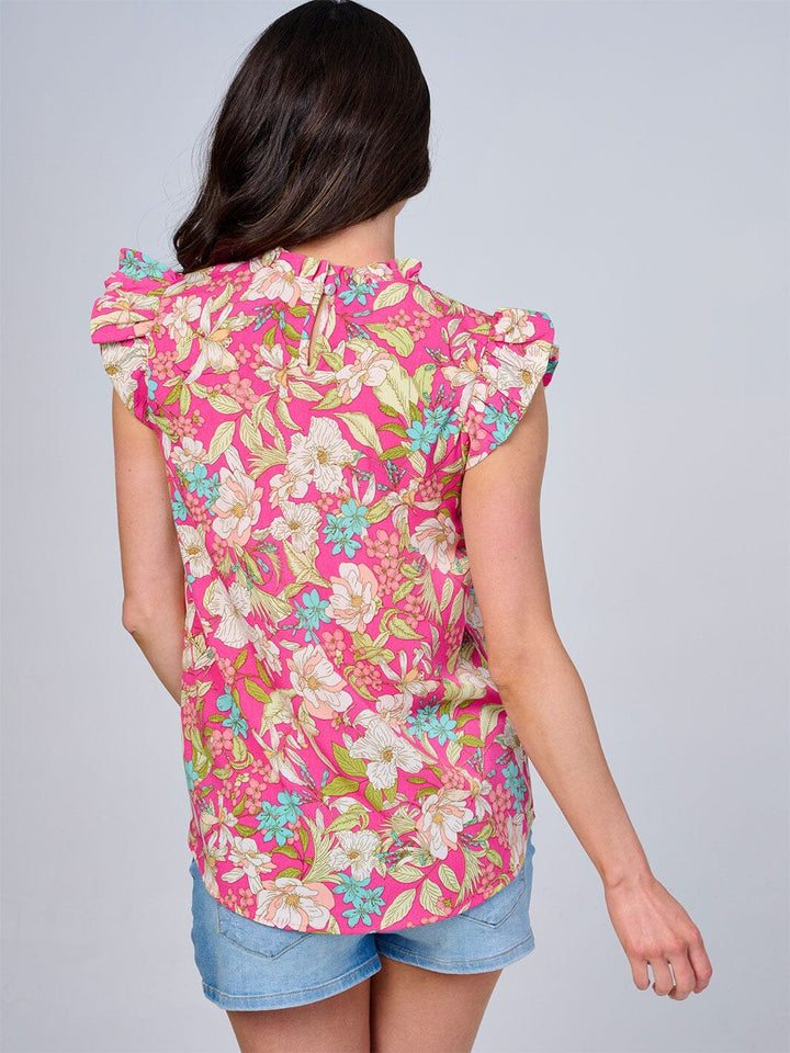 WOMEN'S RUFFLE SLEEVES FLORAL BLOUSE