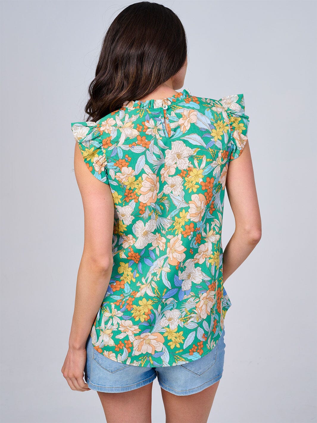 WOMEN'S RUFFLE SLEEVES FLORAL BLOUSE