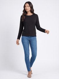 WOMEN'S LONG SLEEVE RIBBED SOLID TOP