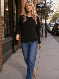 WOMEN'S LONG SLEEVE RIBBED SOLID TOP